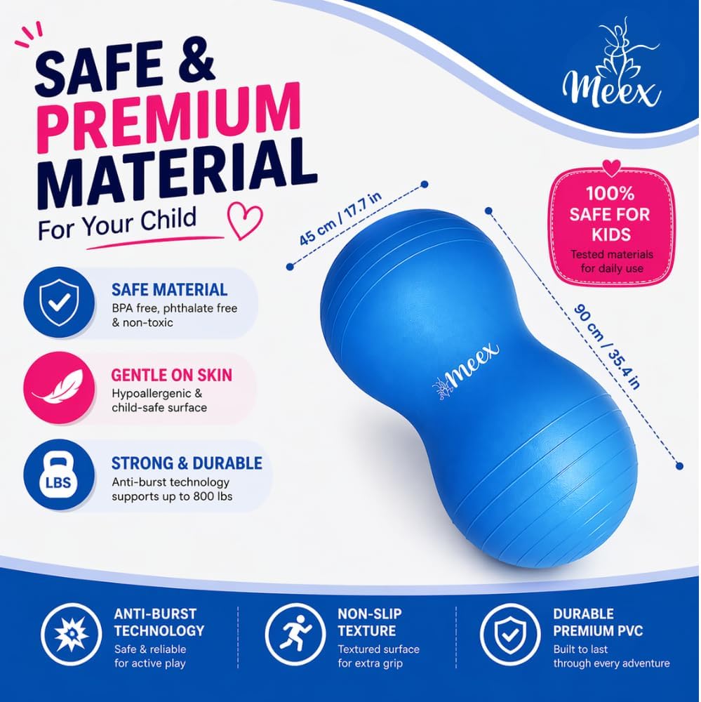 Meex Sensory Peanut Ball for Kids Therapy and Exercise - Enhance Balance, Motor Skills and Physical Therapy Calming Development with Our Yoga Ball - Flexible Seating for Autistic Children