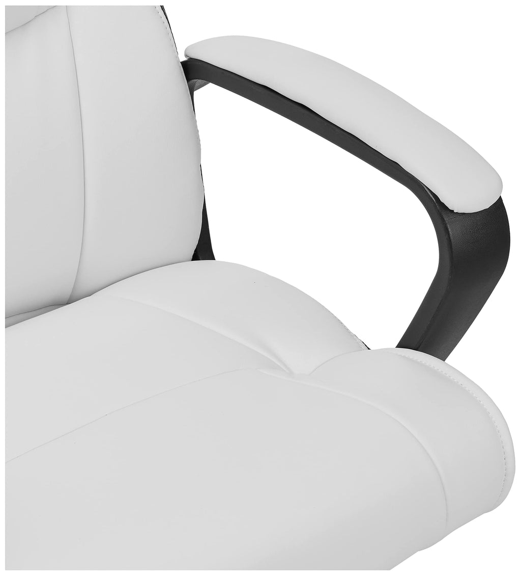 Amazon Basics Office Task Chair with Adjustable Height, 360° Swivel, Padded Armrests, Mid-Back, Rolling, 275 Pound Capacity, 24.2"D x 24"W x 34.8"H, Black Faux Leather