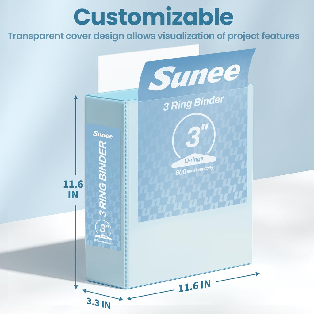 SUNEE 3 Ring Binder 1 Inch 4 Pack, Clear View 1" Binders Three Ring PVC-Free (Fit 8.5x11 Inches) for School or Office Supplies, Assorted Pastel