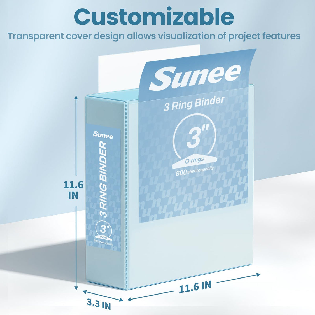 SUNEE 3 Ring Binder 1 Inch 4 Pack, Clear View 1" Binders Three Ring PVC-Free (Fit 8.5x11 Inches) for School or Office Supplies, Assorted Pastel