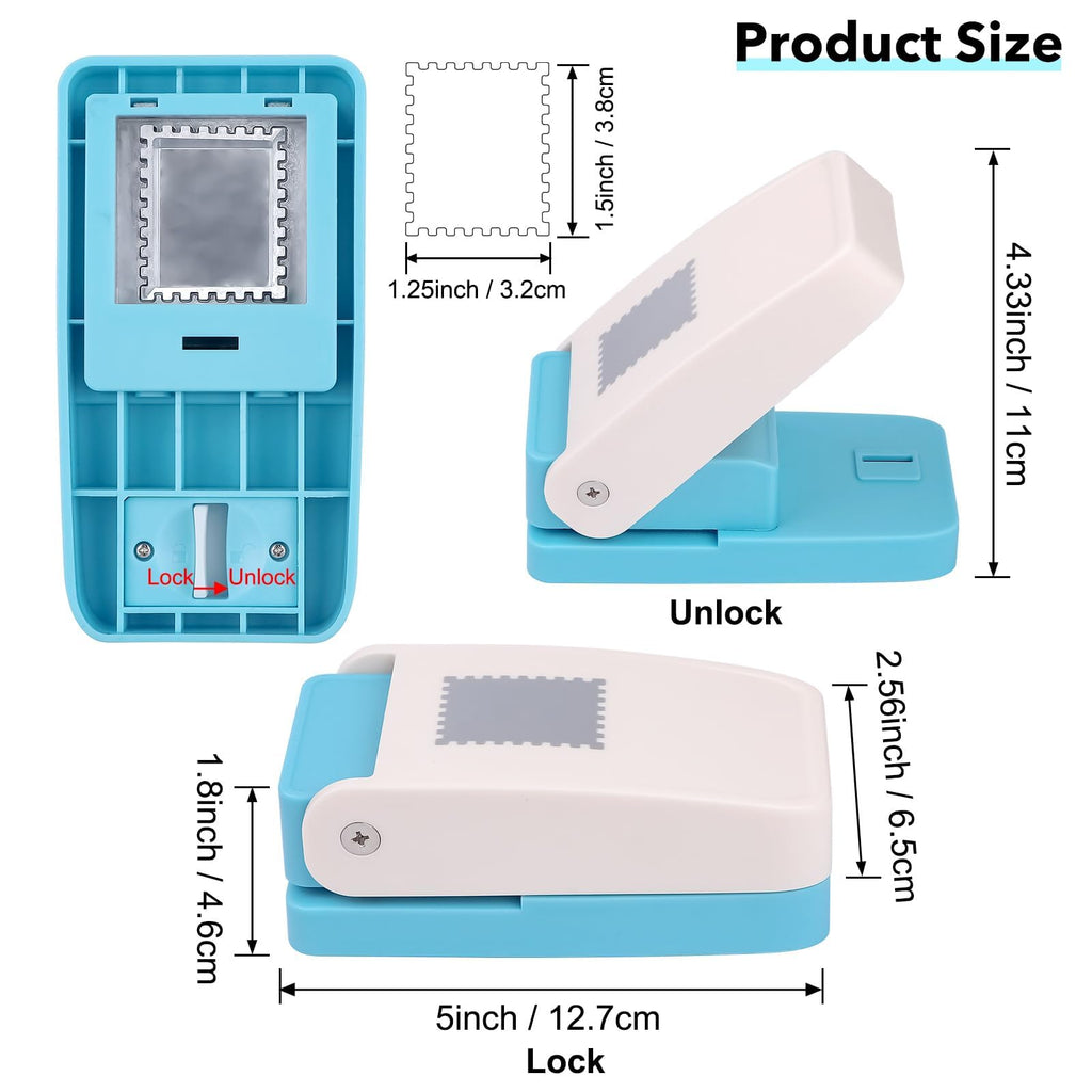 Stamp Punch, 1.5 * 1.5inch Square Stamp Puncher Postage Stamps Punches, Stamps Shaped Paper Punch, Lever Paper Punches for Crafting,Craft Cutter Hole Puncher for Scrapbooking Journaling Card Making