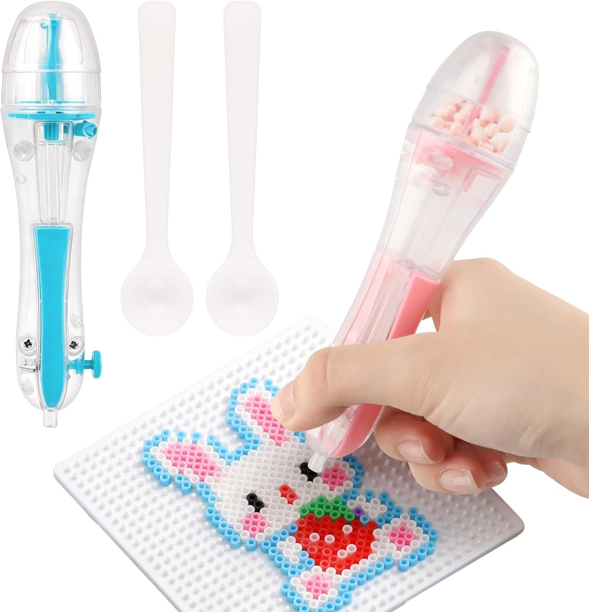 2.6mm Fuse Bead Pen with Automatic Dispenser - 2 Pieces High Capacity & Transparent Fuse Bead Dispenser Perler Bead Tools No Jams for Holiday Home DIY Parent-Child Interaction and Kid's Crafts Boosts