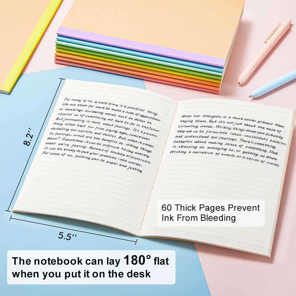 Feela 56-Pack A5 Kraft Notebooks – 60 Pages, Lined | Rainbow Spine Bulk Journal Set for Classrooms & Junk Journaling