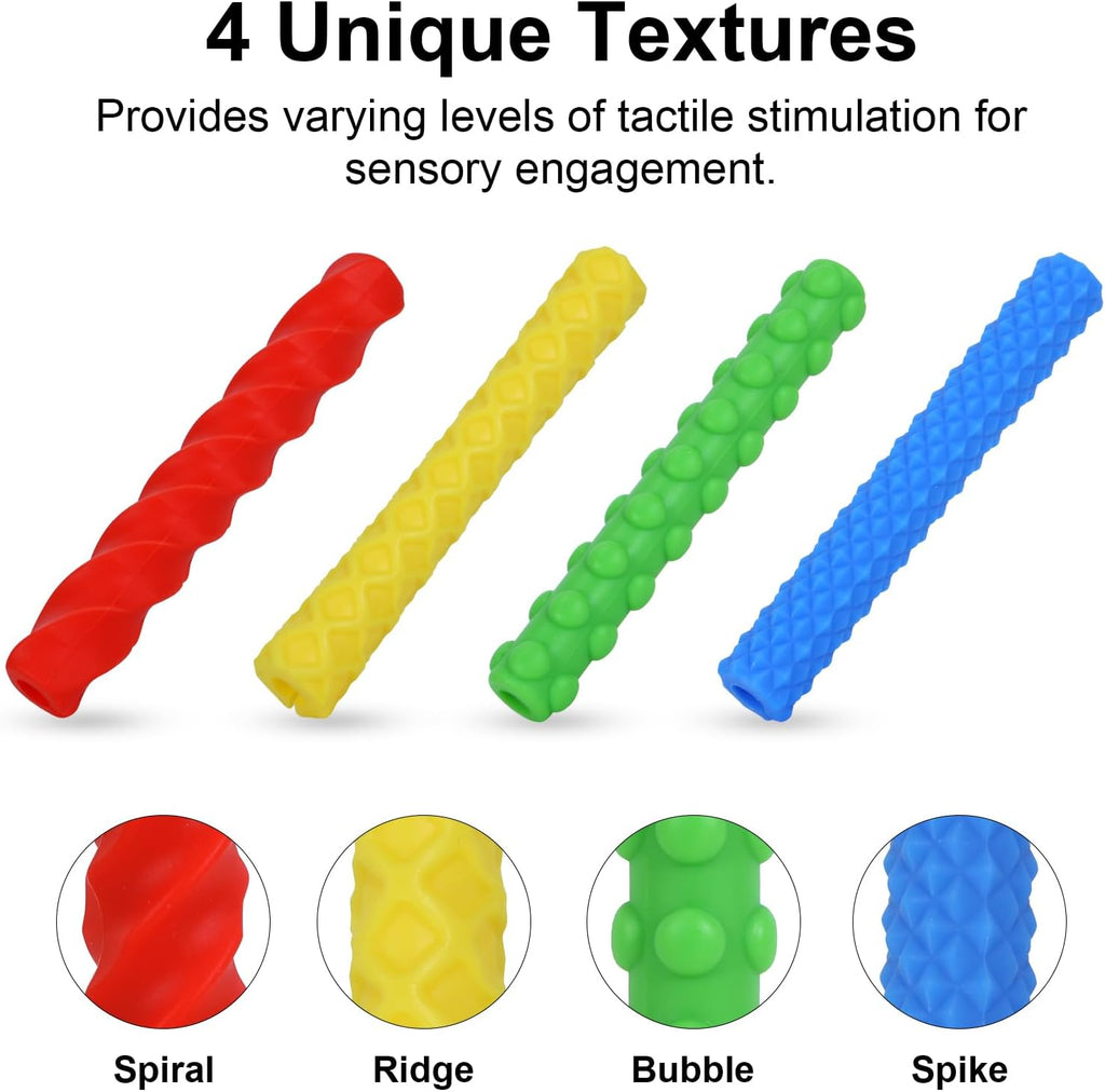 Sensory Pencil Grips for Kids & Adults, 4 Pack Textured ADHD Fidget Tools