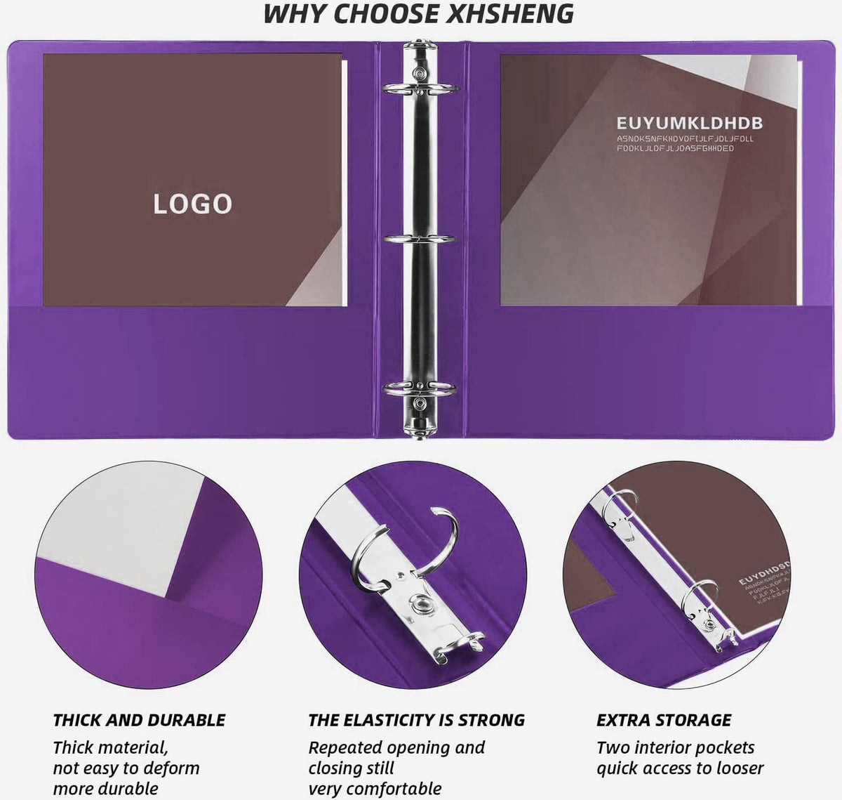 3 Ring Binders,1” Round Ring, Holds 8.5 * 11inch Papers, with 2 Pockets,6 Colors Binder Assorted Pack