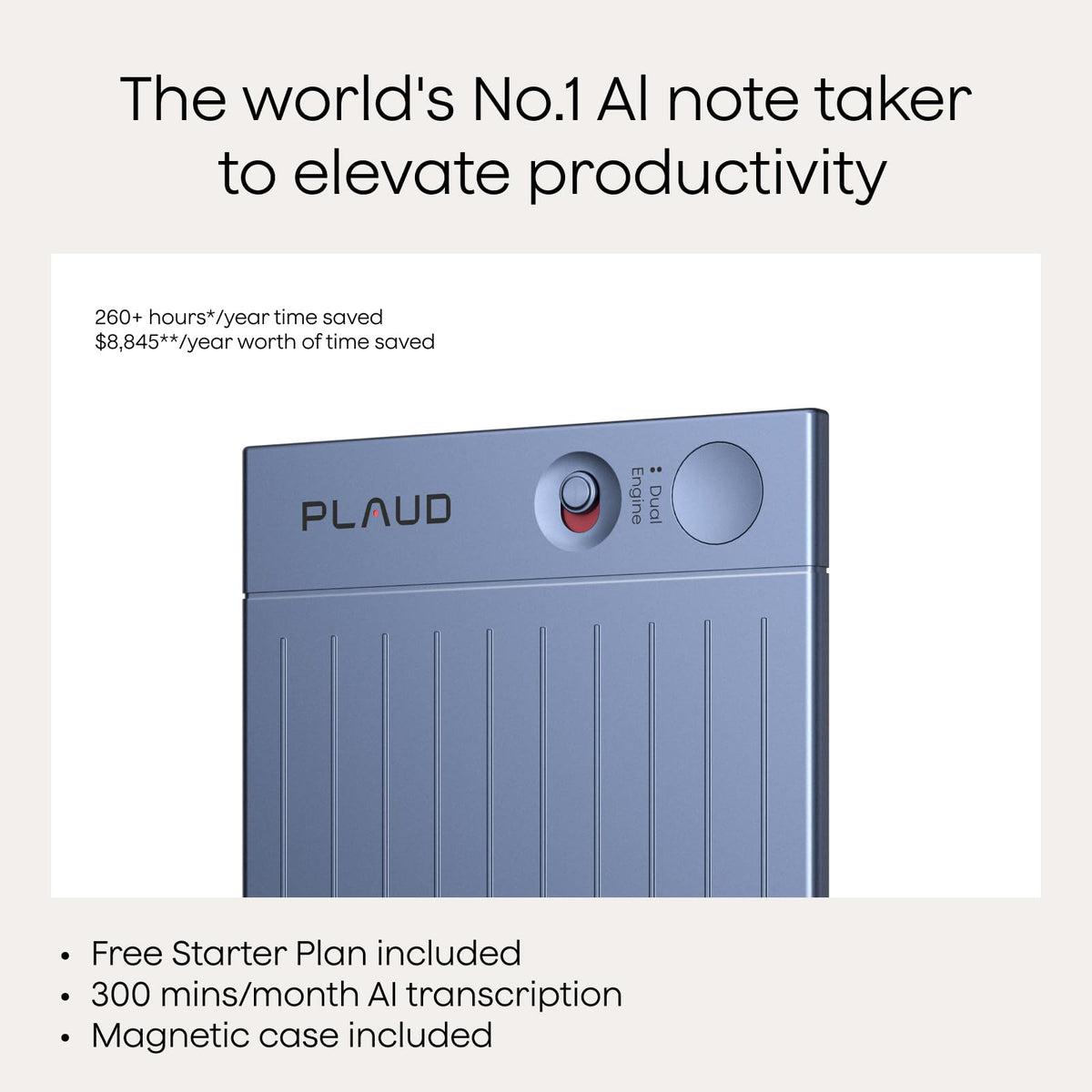 Plaud Note AI Voice Recorder Transcribe & Summarize, Non-Pro Version
