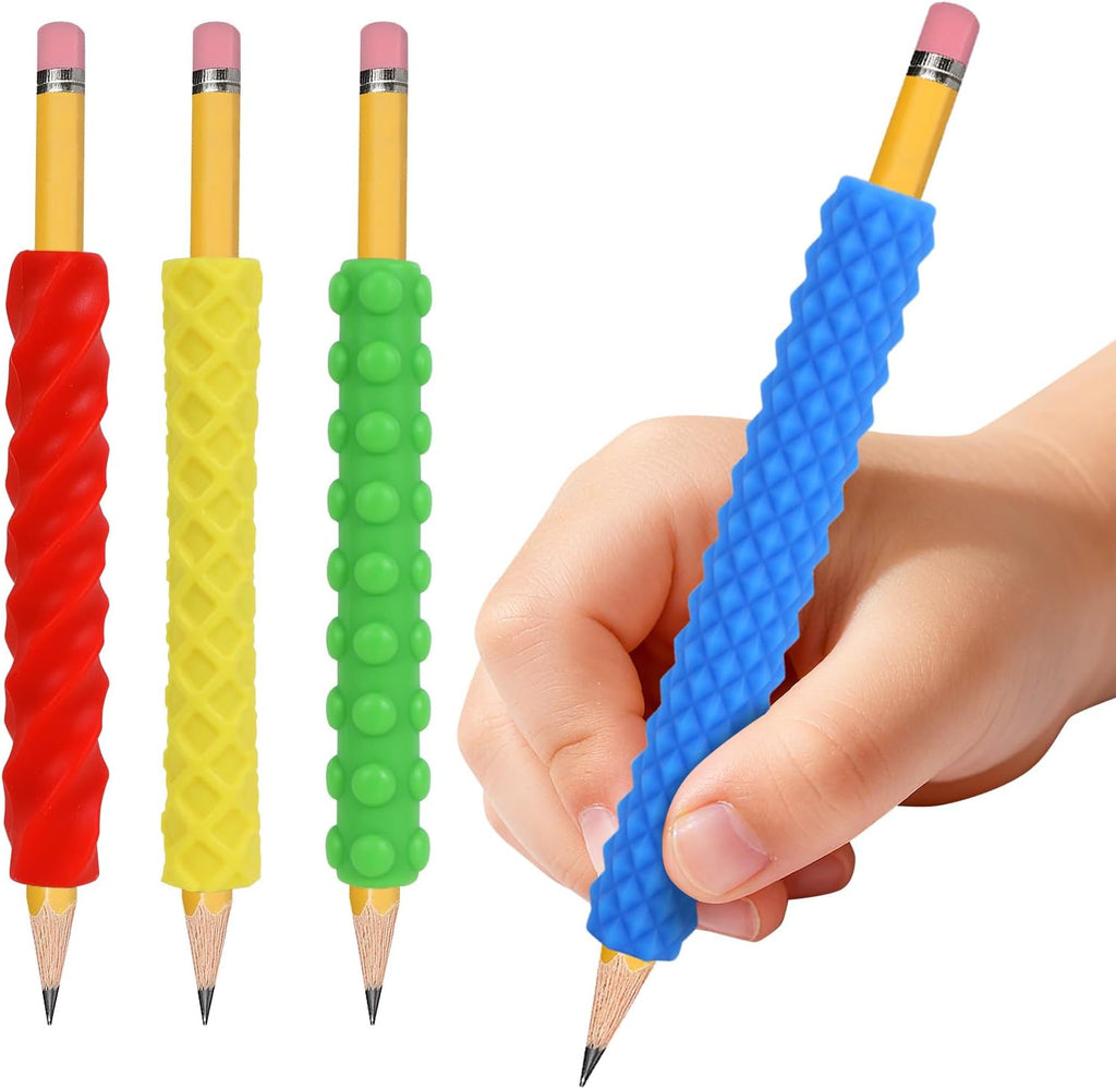 Sensory Pencil Grips for Kids & Adults, 4 Pack Textured ADHD Fidget Tools
