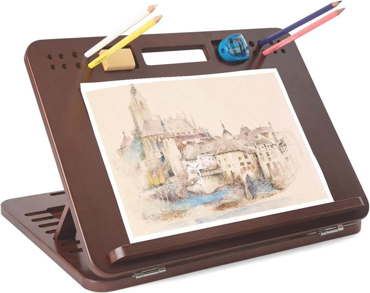 StrongTek Bamboo Tabletop Easel, 6-Angle Drawing Board for Desk and Lap