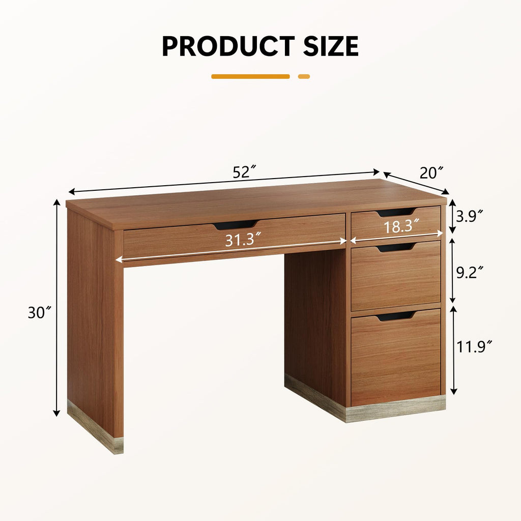 MaverickFurni White Desk with Drawers, 48 Inch Small Computer Desk