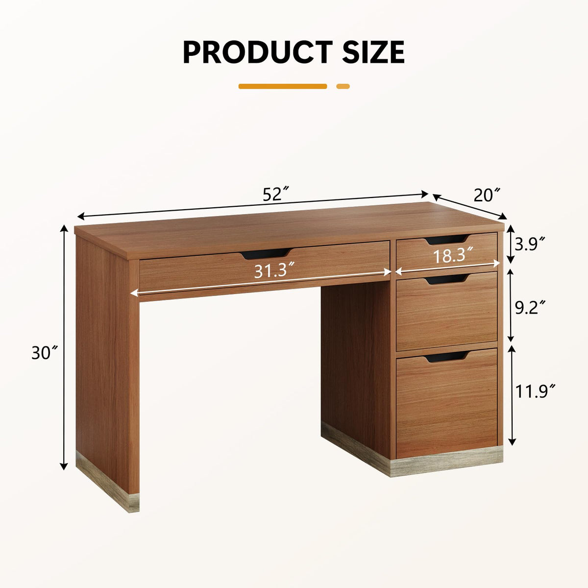 MaverickFurni White Desk with Drawers, 48 Inch Small Computer Desk
