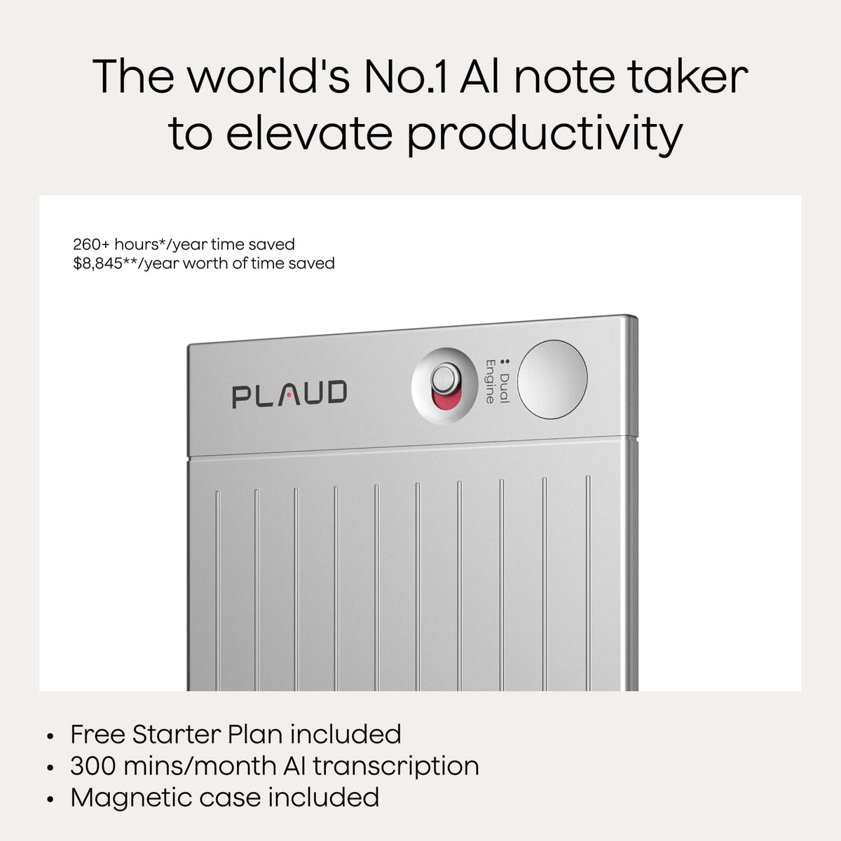 Plaud Note AI Voice Recorder Transcribe & Summarize, Non-Pro Version