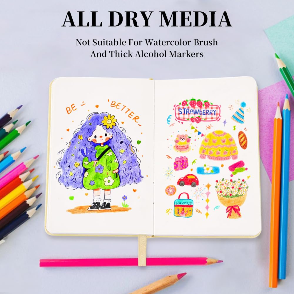 E-WEICHEN Hardcover Art Sketchbook – 100 Pages, 80 GSM Acid-Free Paper | PU Leather & Cloth Cover Options
