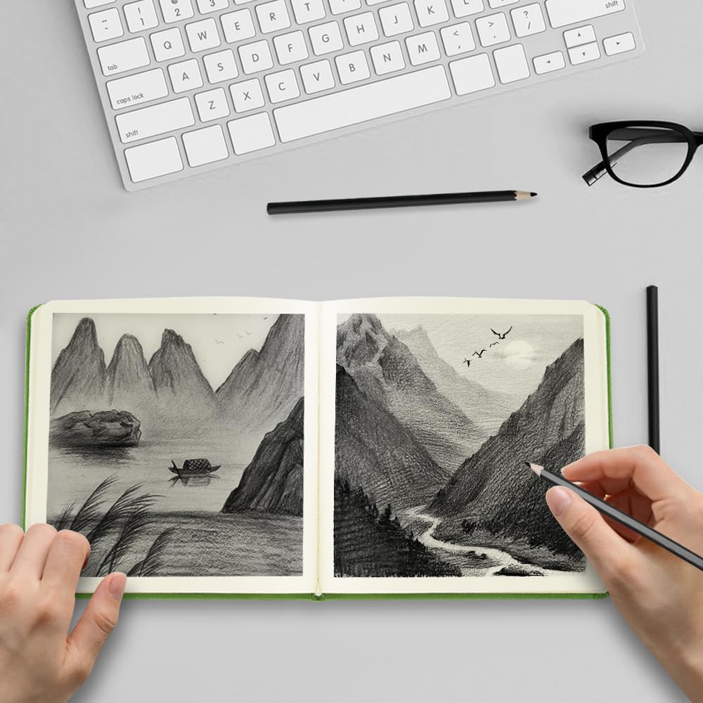 E-WEICHEN Hardcover Art Sketchbook – 100 Pages, 80 GSM Acid-Free Paper | PU Leather & Cloth Cover Options