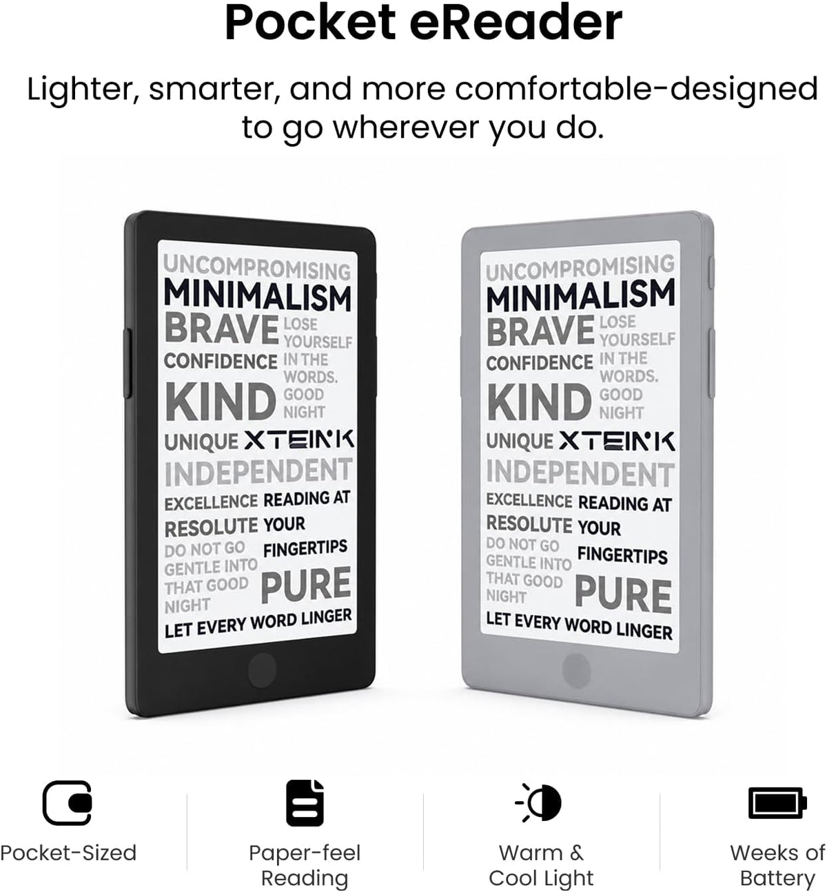 XTEINK X4 Pro 4.3" ebook Reader with Front Light & Touchscreen, Space Black