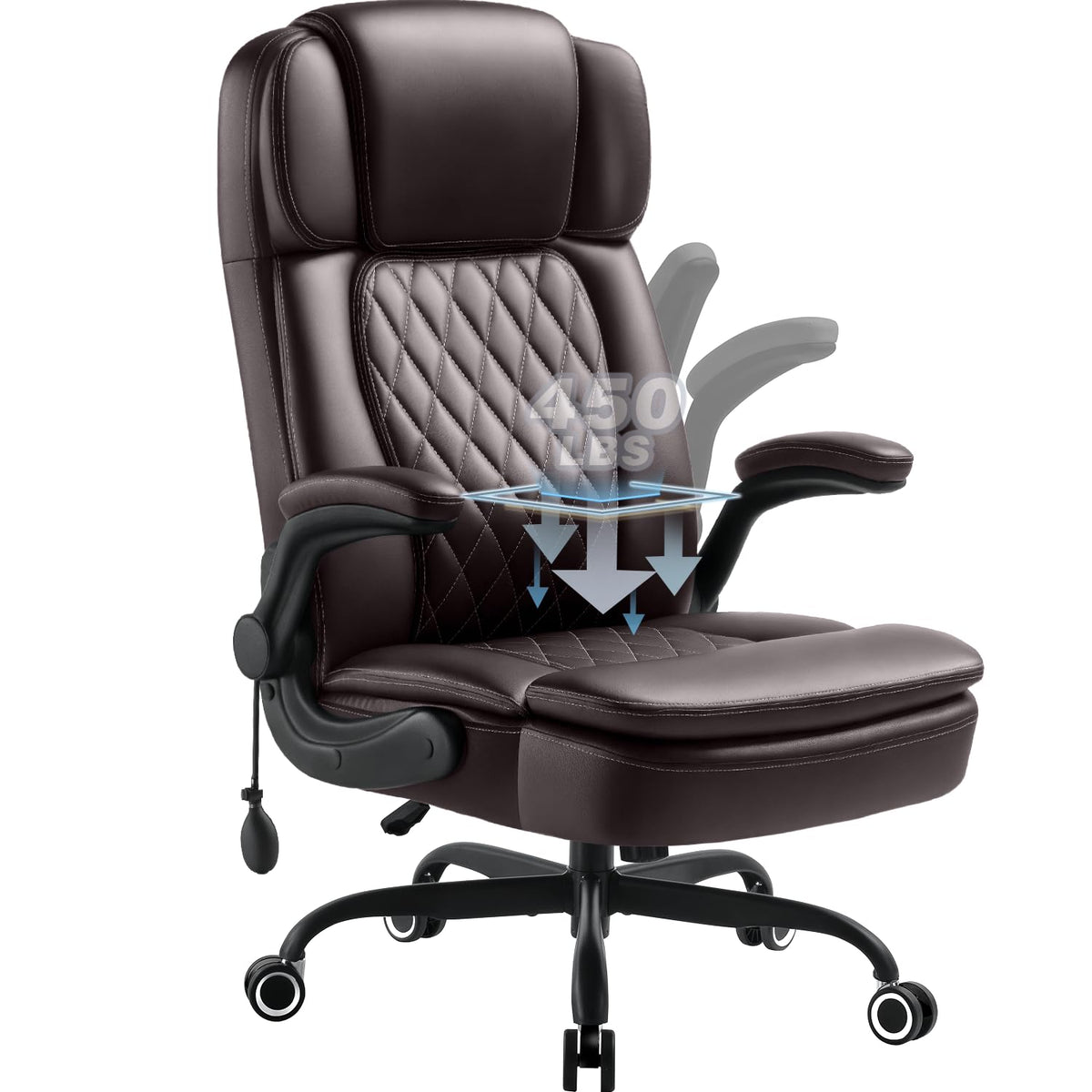 WAILOR 450 lb High-Back Study Chair with Flip-Up Arms