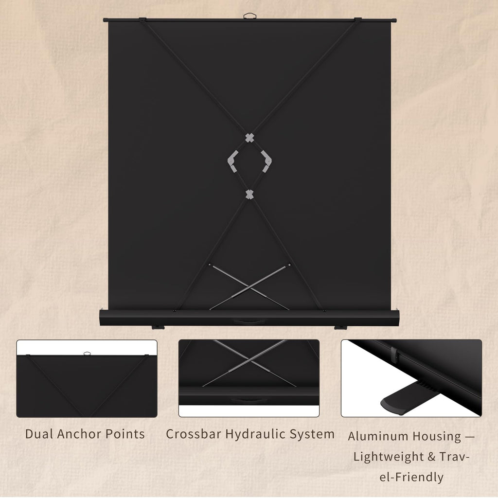Projector Screen with Stand, 80 Inch Portable Projector Screen Outdoor Indoor, 1.2 Gain Fiberglass Projection Screen, 16:9 Outdoor Movie PVC Screen with Carrying Bag for Movie Night(White Screen)