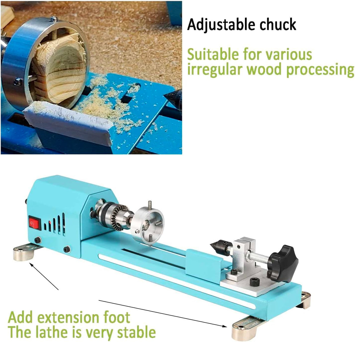 Mini Lathe Wood Lathe Machine Multi-Purpose Type Lathe Milling Cutting Grinding Polishing Professional Table Top Lathe Tool Kit