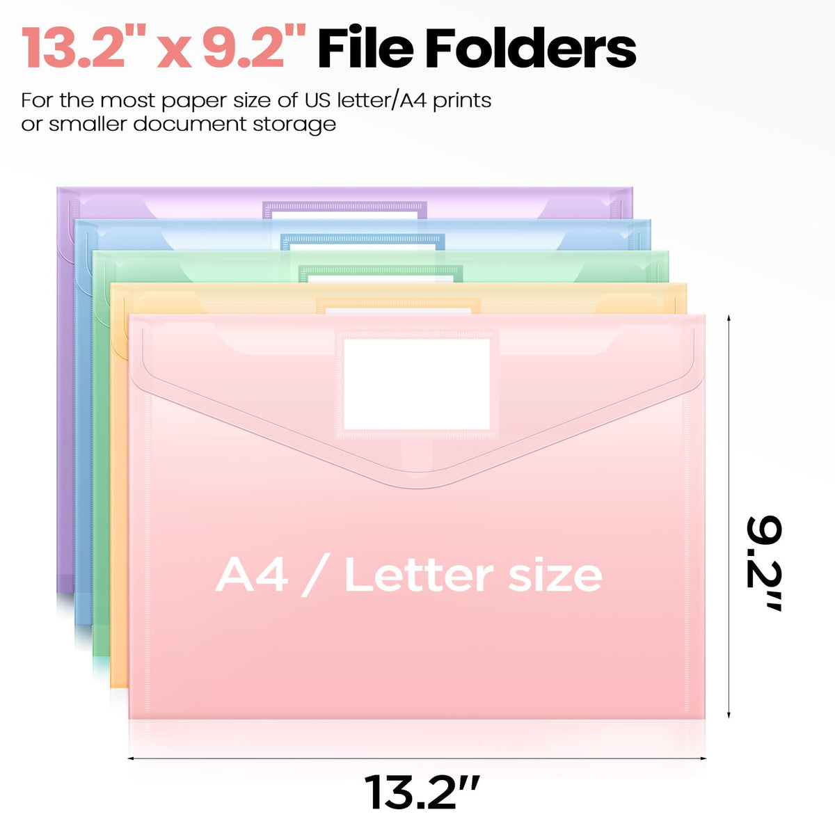 Sooez 10 Pack File Folders, Clear Poly Envelopes Plastic Folders A4 Pouch