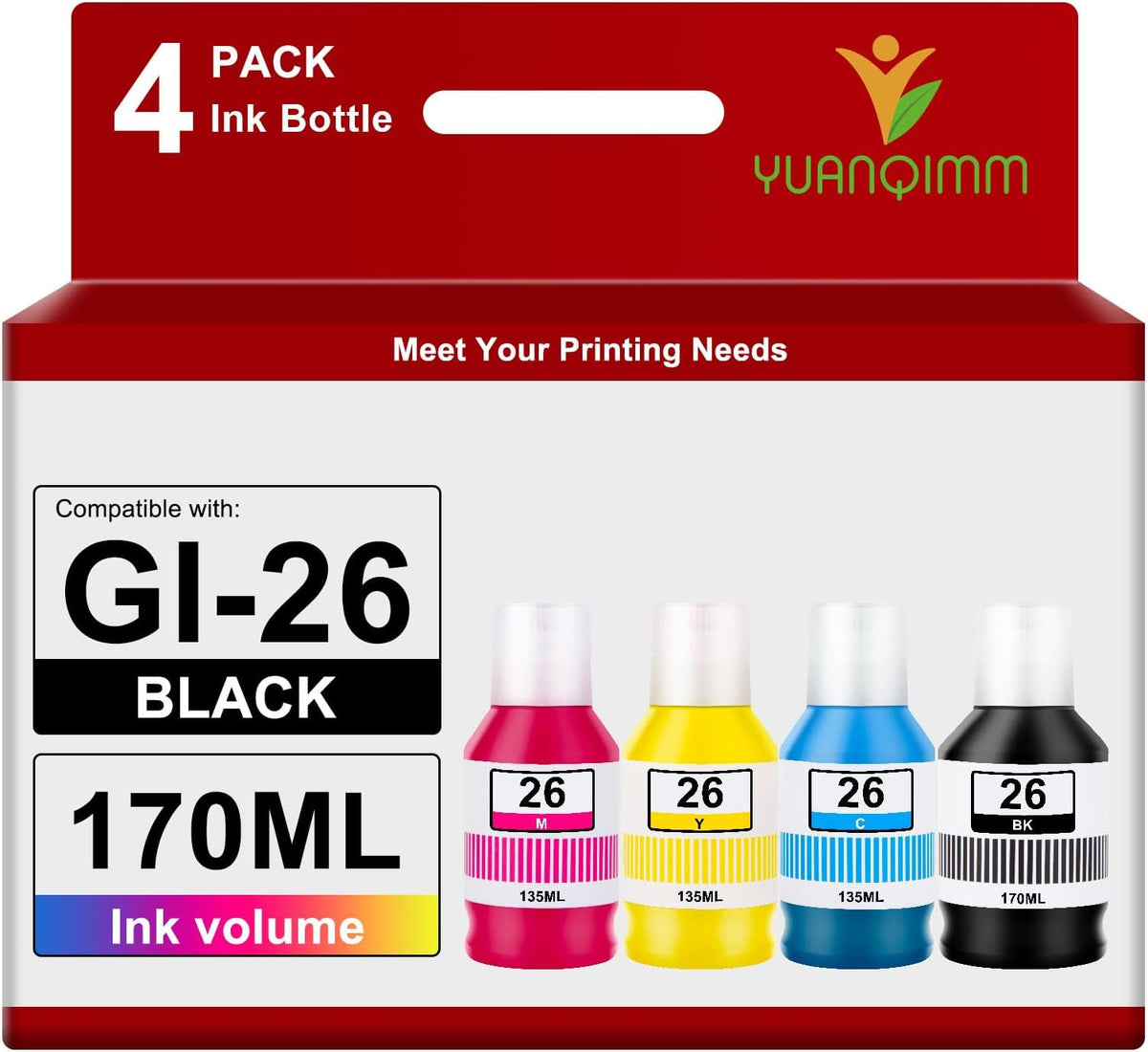 GI-26 GX7021 GX4020 Ink Refill Bottle Compatible for Canon 26 Ink