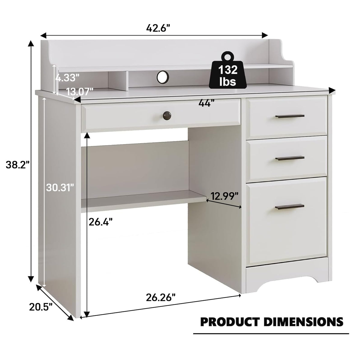 4 EVER WINNER 44-Inch Student Desk with Drawers