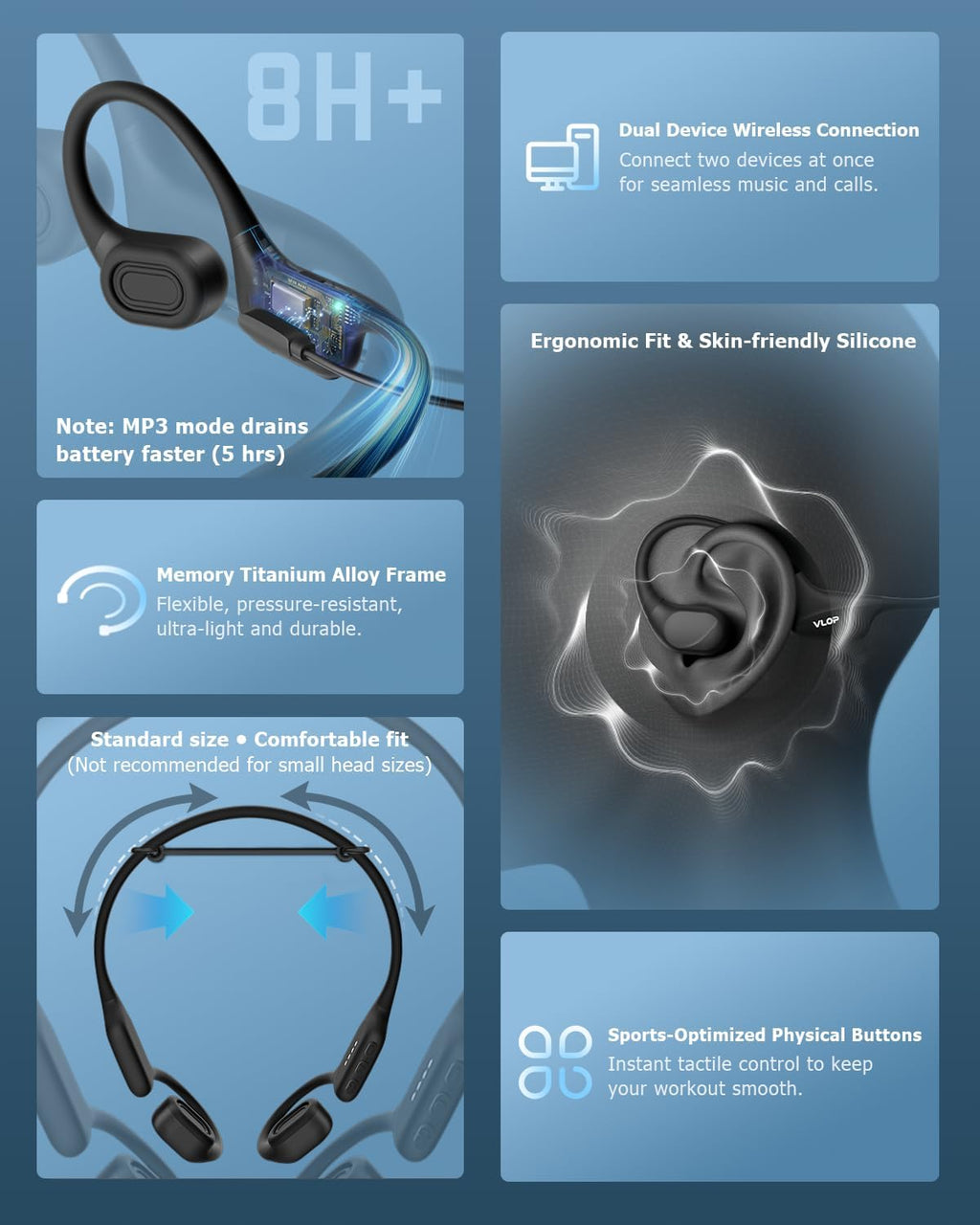 Bone Conduction Headphones, IPX8 Waterproof Swimming Headphones, Std.