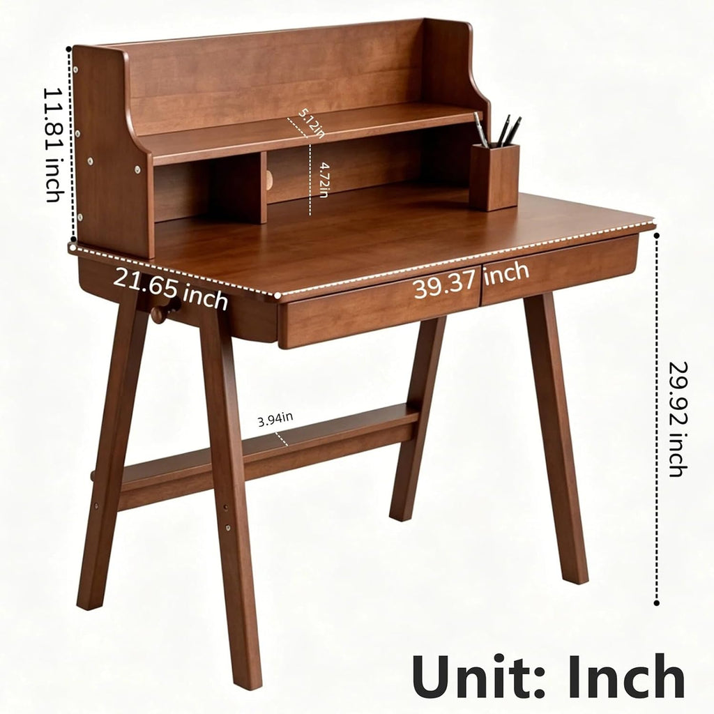 Roockky 39.4-Inch Solid Wood Student Desk with Drawers