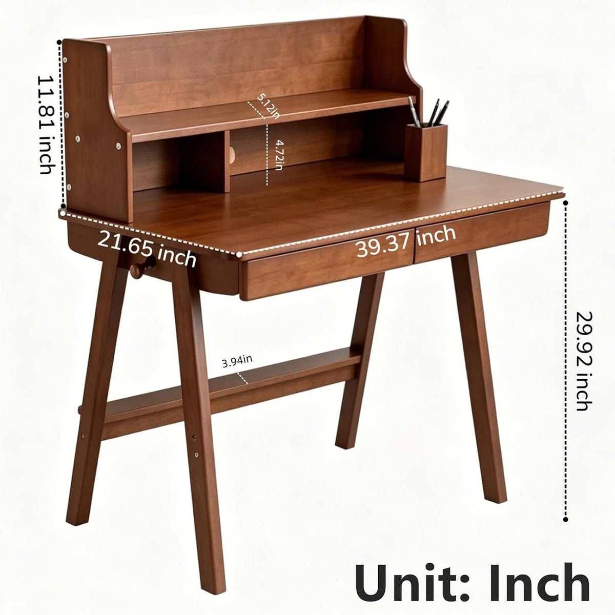 Roockky 39.4-Inch Solid Wood Student Desk with Drawers