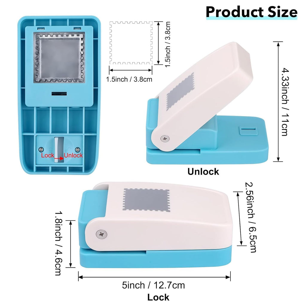 Stamp Punch, 1.5 * 1.5inch Square Stamp Puncher Postage Stamps Punches, Stamps Shaped Paper Punch, Lever Paper Punches for Crafting,Craft Cutter Hole Puncher for Scrapbooking Journaling Card Making