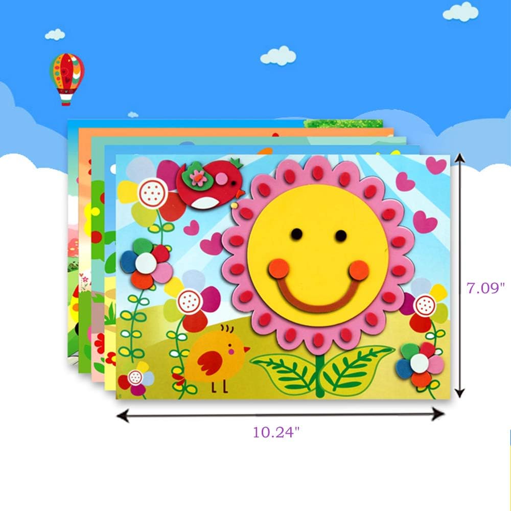 20 Pcs Foam Stickers Mosaic Sticker Art Kits for Kids,DIY Cartoon Animal Painting Stickers Class Drawing Sticker Puzzle Art Craft Kit for Girls Boys Preschool Activities Early Learning Games
