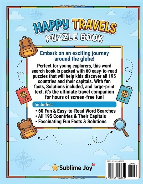 Sublime Joy: Happy Travels Geography Word Searches (Ages 8–12)