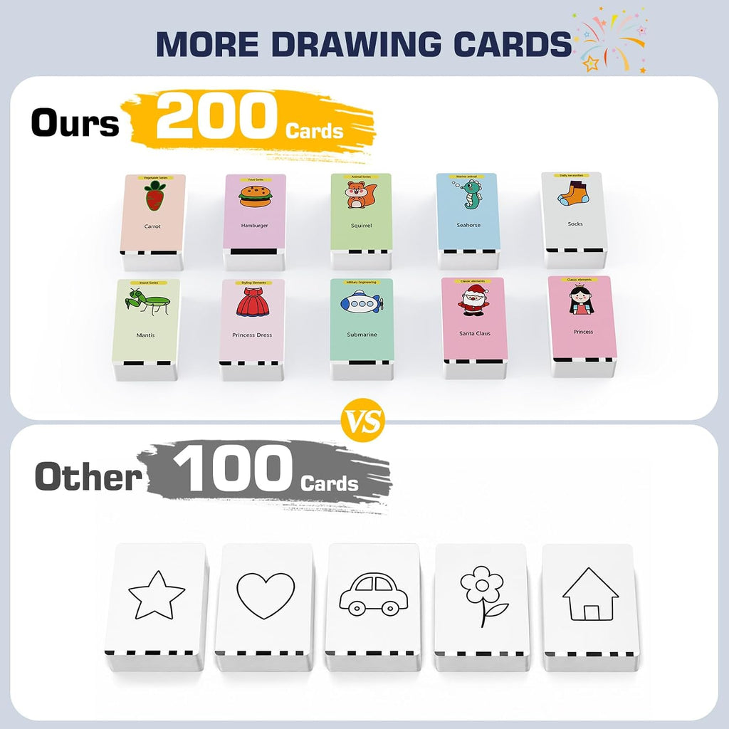 Kids Drawing Robot with 200 Cards, Toy for 3 4 5 6 7 8 Year Old Boy Girls