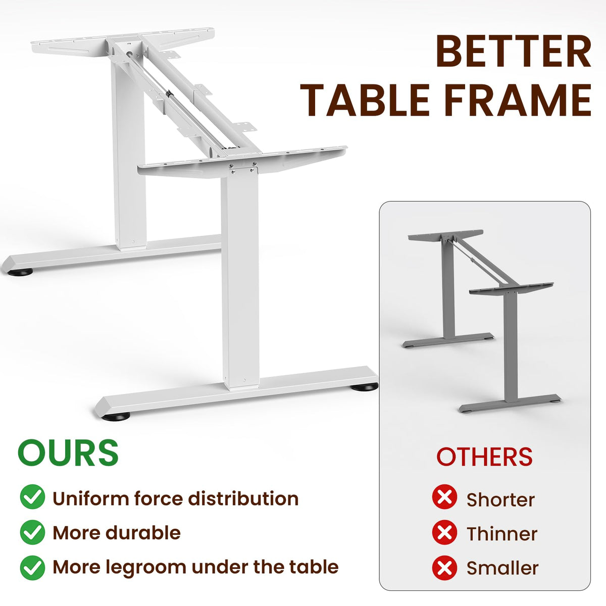 Veken 63"x28" Wider Large Standing Desk, Electric Height Adjustable, Brown
