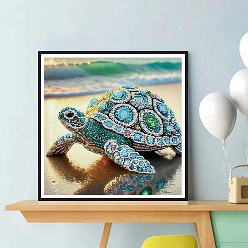 ZQEATRY Sea Turtle Animal Special Shape Diamond Art Kits for Adults,5D Diamond Painting Kits for Beginner,DIY Diamond Crystal Rhinestones Painting Kits for Home Wall Decor Gift 11.8 X 11.8inch