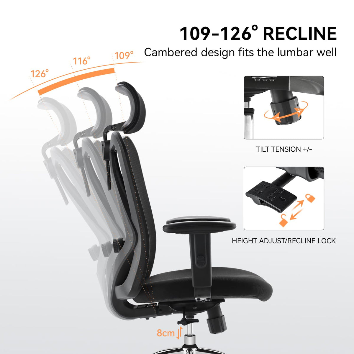 SIHOO M18 Ergonomic Office Chair, Mesh Back Desk Chair with Headrest