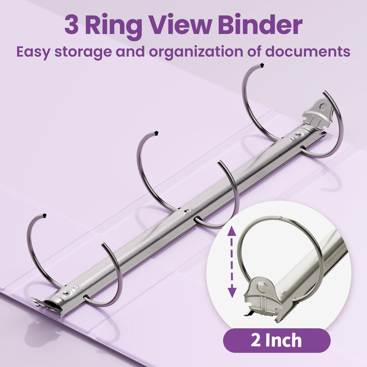 SUNEE 3 Ring Binder 1 Inch 4 Pack, Clear View 1" Binders Three Ring PVC-Free (Fit 8.5x11 Inches) for School or Office Supplies, Assorted Pastel