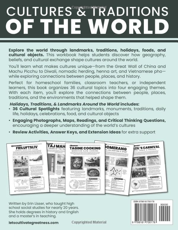 Holidays, Traditions, & Landmarks Around the World: World Geography & Cultures Workbook for Middle & High School