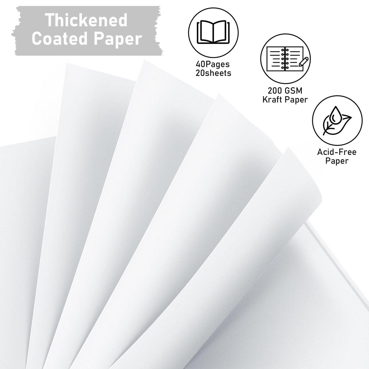 Gotideal 80 Pages Scrapbook Album with 10 Metallic Markers, Black