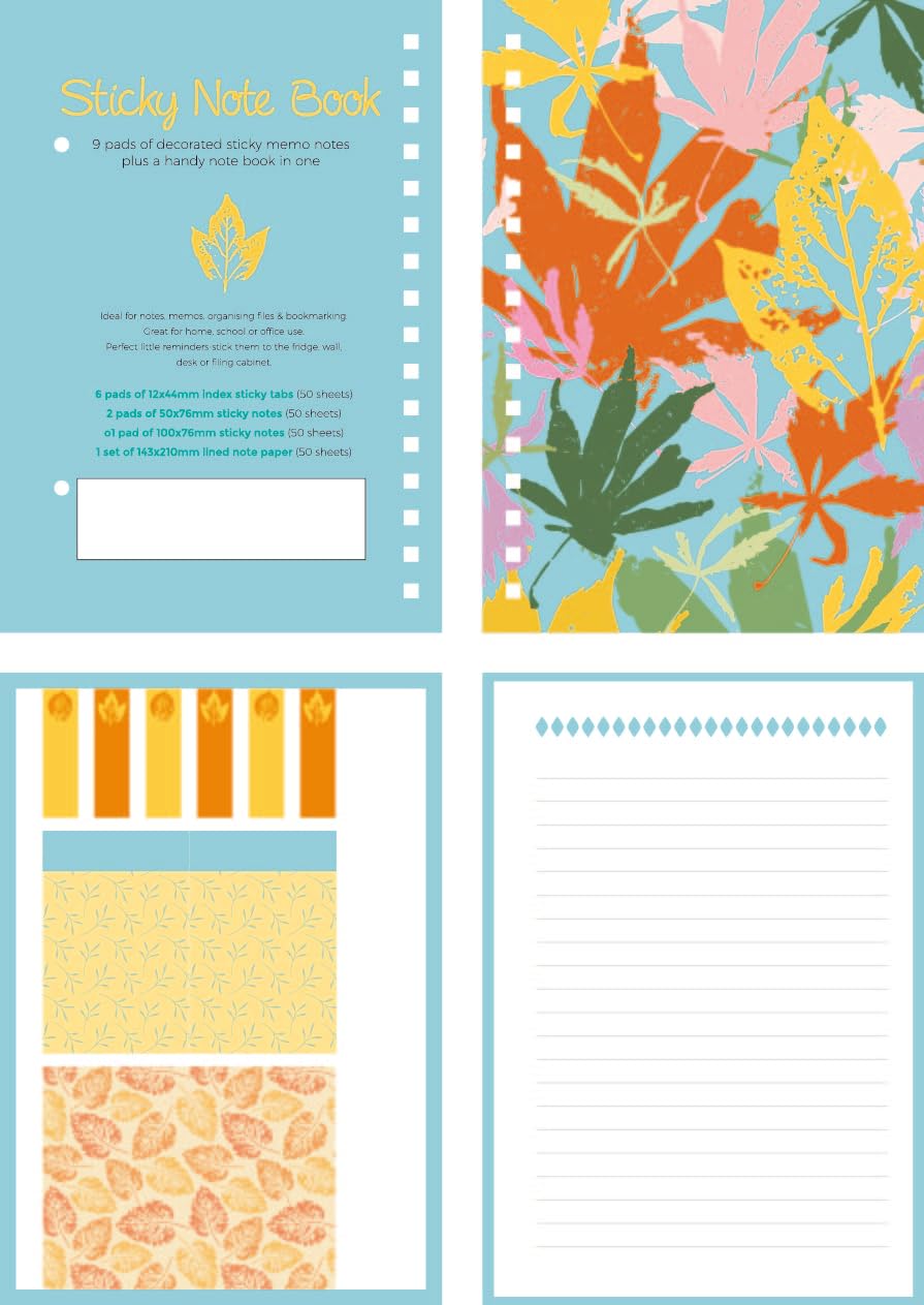 A5 Spiral Sticky Notebook,with 9 pads of decorated sticky notes and a handy notebook,for Bible study;Note Pads Teacher Appreciation Gift Writing Memo Pads School Office Supplies and Daily Life Organization (Daisy)