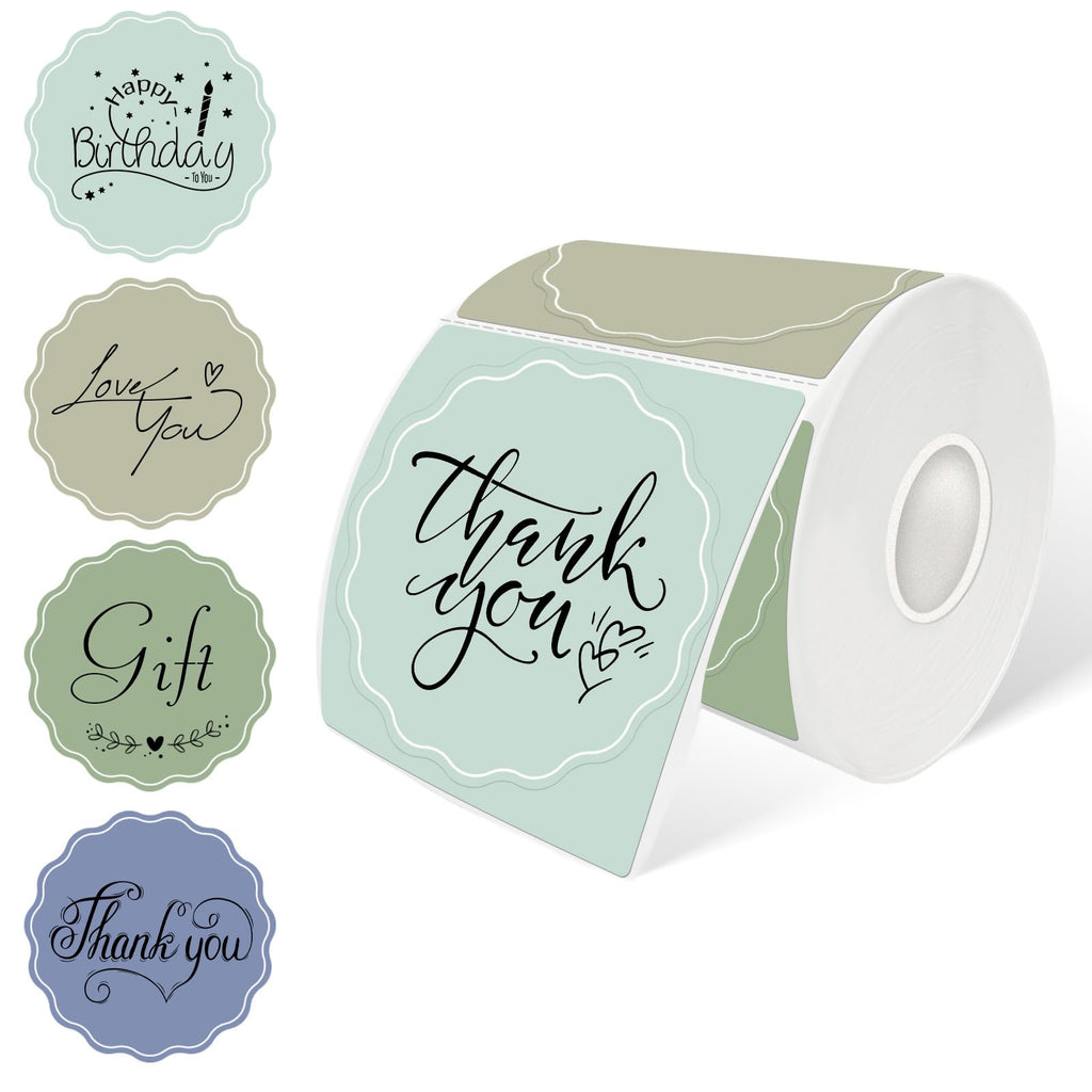 Aurtho: 2-inch Round Thermal Sticker Labels, 500 per Roll — Flower Designs, Matte Finish