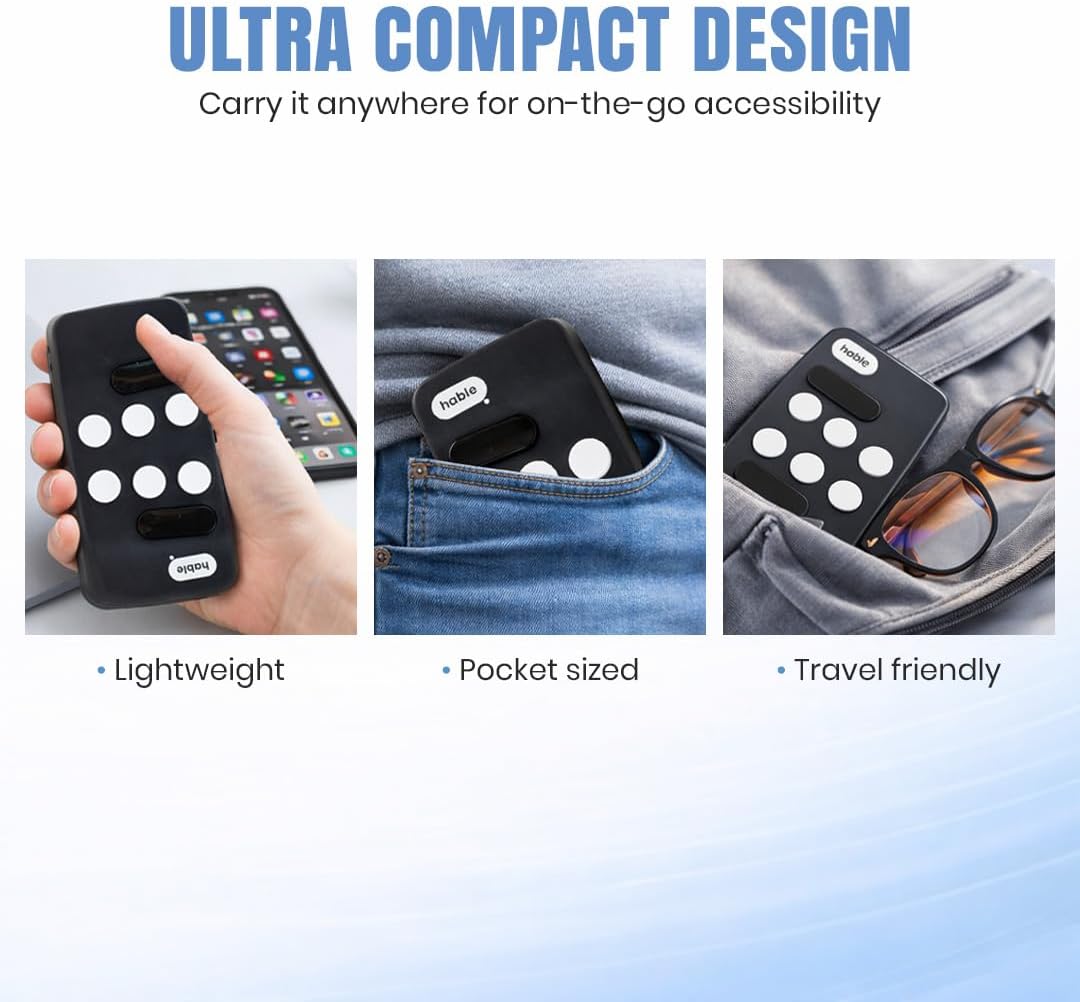 Hable One Portable Braille Keyboard for Smartphones and Tablets