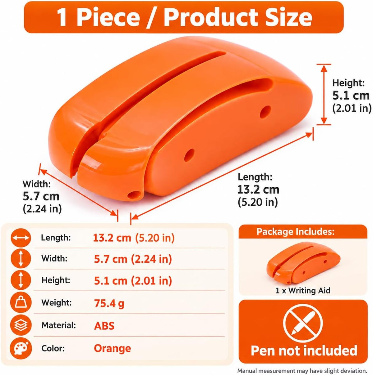 1 PC Adaptive Writing Aid, Assistive Writing Device Orange