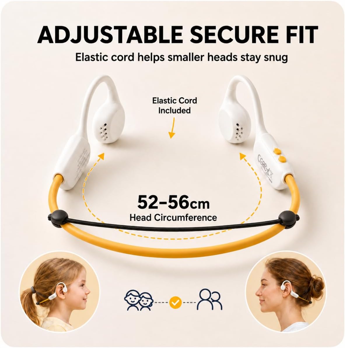 Kids Headphones - Bluetooth 6.0 Air Conduction Open Ear Kids Bluetooth Headphones - 85dB Safe Volume, IPX4 Waterproof - with Mic for School, Gaming, Sleeping, White