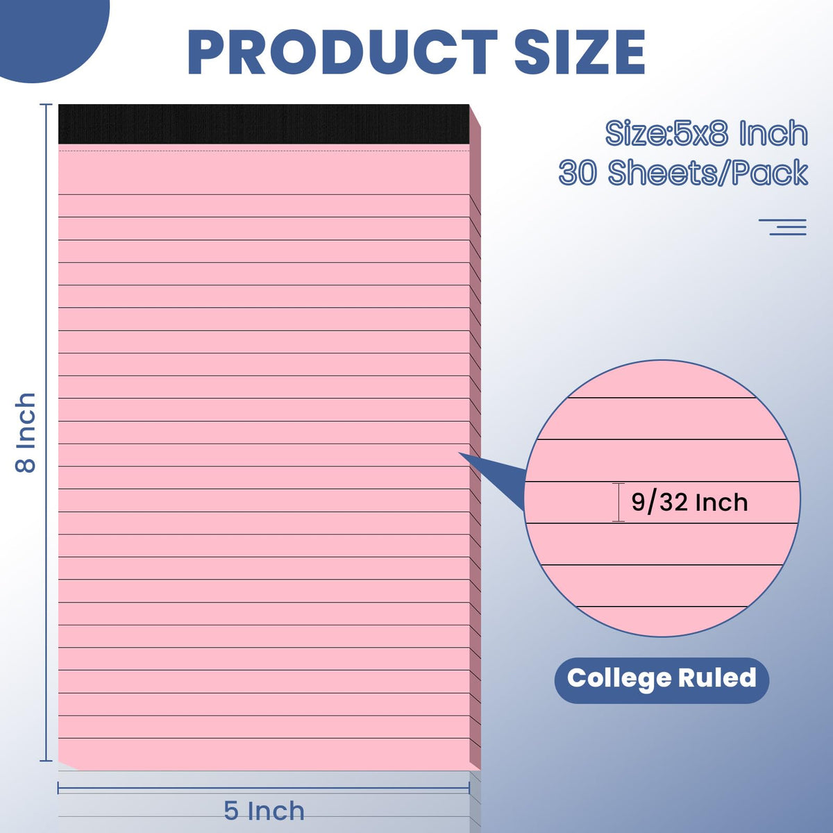6 Pack Notepads 5x8, Color, Small Legal Pads, Perforated Notebook