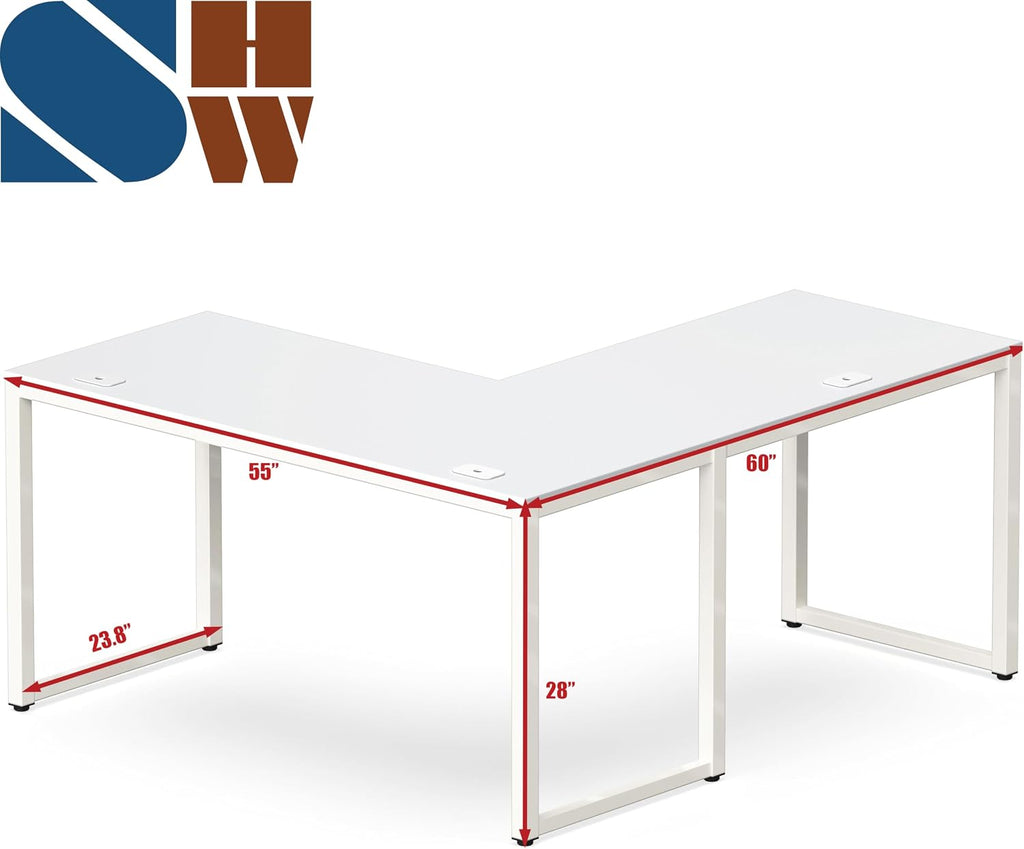 SHW 55 × 60-Inch Commercial-Grade L-Shaped Student Desk