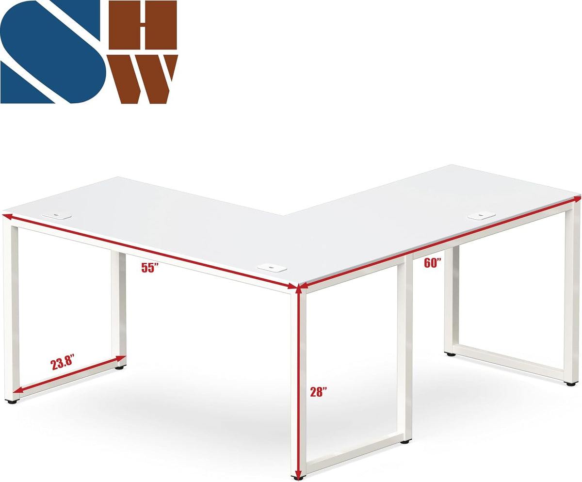 SHW 55 × 60-Inch Commercial-Grade L-Shaped Student Desk