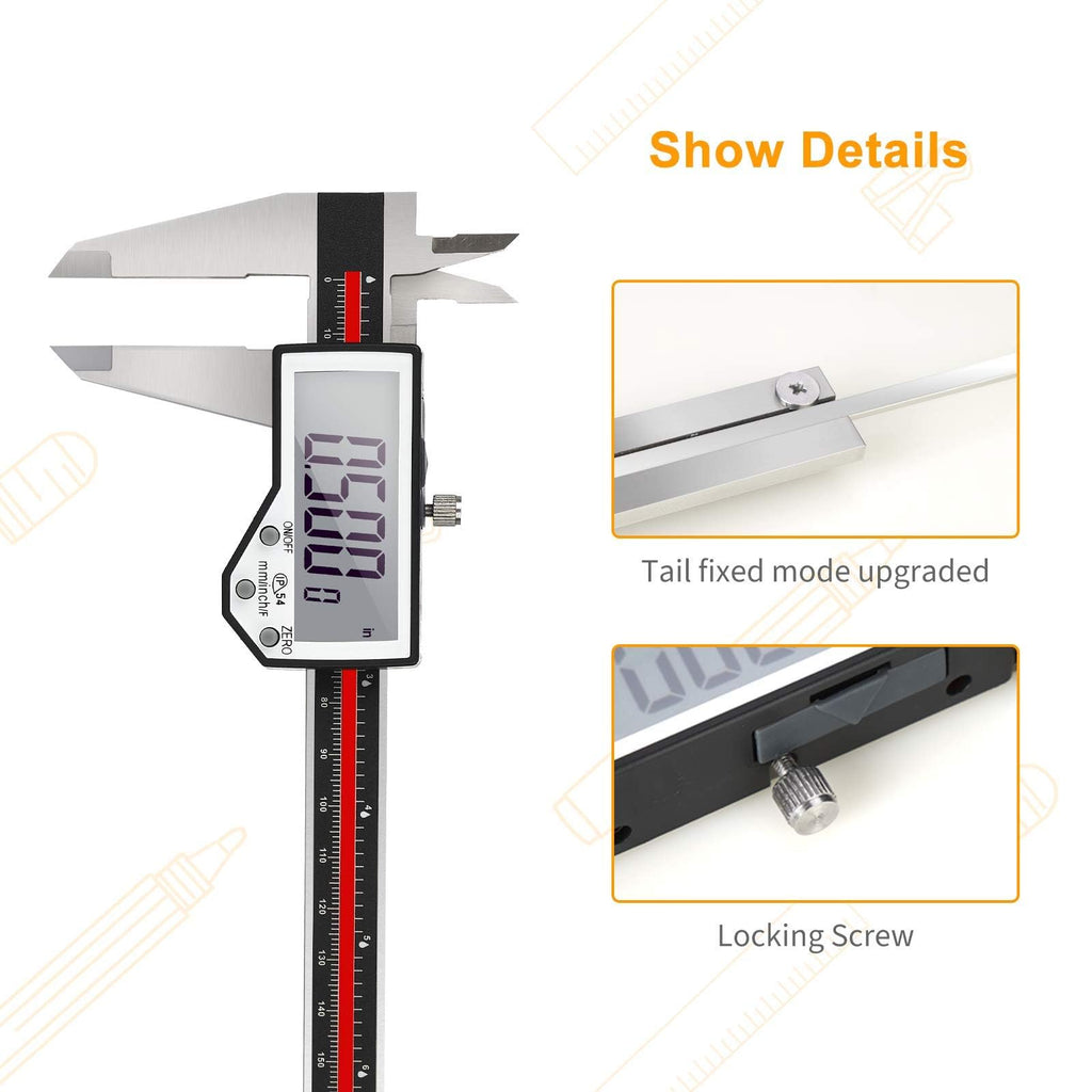 Digital Caliper, Adoric Calipers 0-6 Inch, Inch/mm Conversion, Large LCD