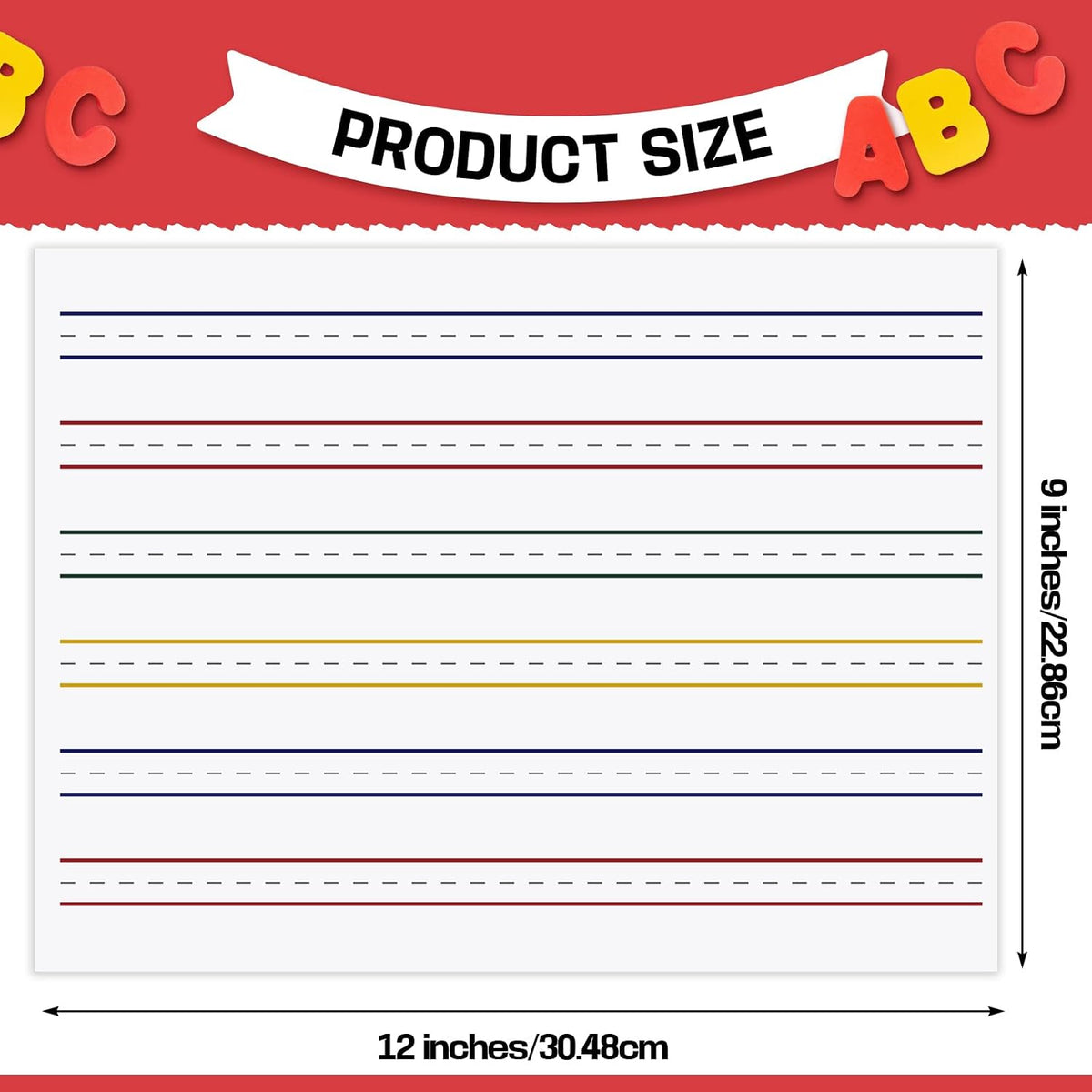 50 Sheets 4-Color Raised Line Paper for Handwriting Practice