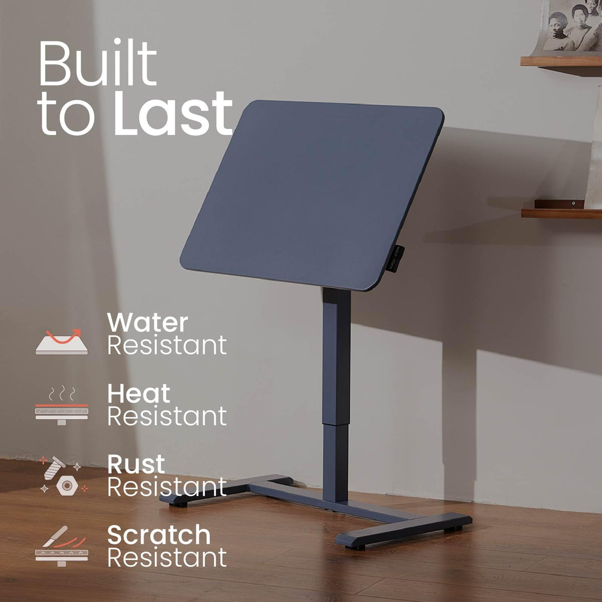TopJob ANYDESK FOLD Mobile Standing Desk, Portable with Lockable Wheels, Foldable Stand Desk, Rolling Computer Workstations, Used for Home, Couch Side Table, Bedside Table in Bed Room Kitchen (Sand)
