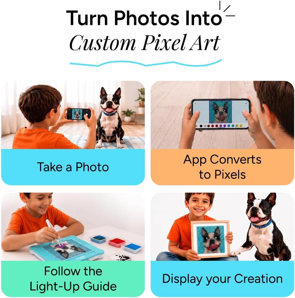 Flycatcher smART Pixelator 2.0 LED Fuse Bead Art Maker, App-Guided, Ages 7+