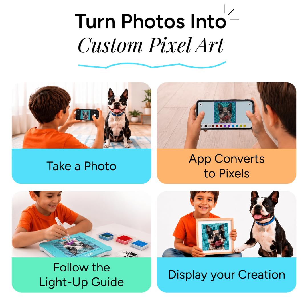 Flycatcher smART Pixelator 2.0 LED Fuse Bead Art Maker, App-Guided, Ages 7+